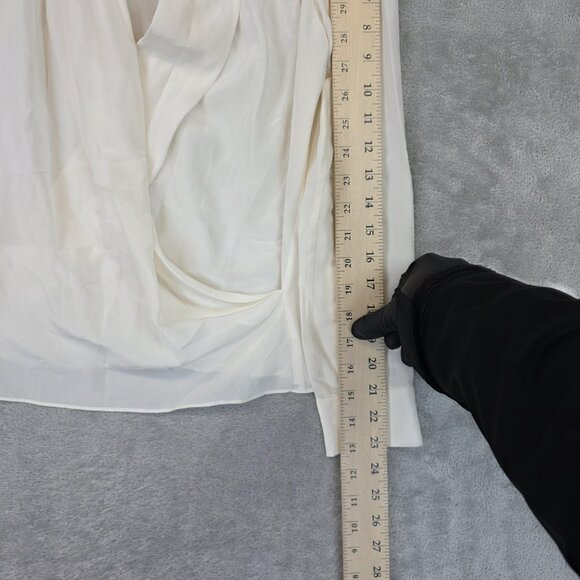 AllSaints Blouse Womens 4 Cream Silk Cowl Neck Drape Front Long Sleeve Asdis - Picture 12 of 14